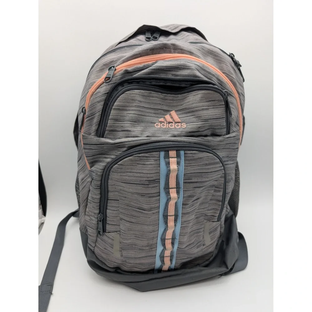 Adidas LoadSpring Backpack Gray Space Dye Coral Blue School Travel Bag